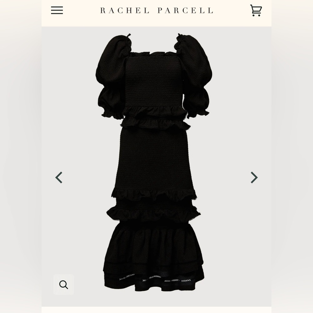 Rachel Parcell Jacquard Smocked MIDI Black Dress XL